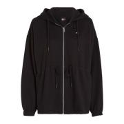 Tommy Jeans Svart Zip Hoodie Sweatshirt Black, Dam