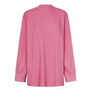 The Attico Rosa Ribbad Bomull Crewneck Långärmad Polo Pink, Dam