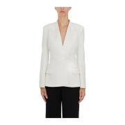 Elisabetta Franchi Dubbelknäppt Blazer med Satinrevers White, Dam