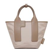 Furla Beige Nylon Tote Bag med Läder Trim Beige, Dam