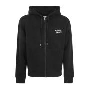 Maison Kitsuné Handwriting Comfort Dragkedja Hoodie Black, Herr