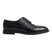 Dolce & Gabbana Svart Lder Oxford Wingtip Formella Skor Black, Herr