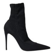 Dolce & Gabbana Svarta Stiletto Heels Denim Ankelstövlar Black, Dam