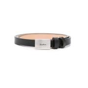 Max Mara Svart Läder Logospänne Bälte Black, Dam