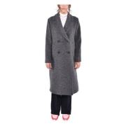 Max Mara Weekend Tweed Midi Kappa med Dubbelknäppning Gray, Dam