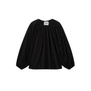 Laurence Bras Svart Bomull Puffärm Blus Join Black, Dam