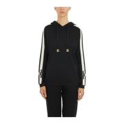 Elisabetta Franchi Viskos Hoodie Black, Dam