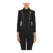 Elisabetta Franchi Stretch Crepe Jacka Black, Dam