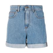 Philosophy di Lorenzo Serafini Blå Denim Slogan Print Shorts Blue, Dam