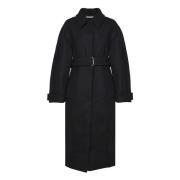 Jacquemus Svart Bari Cape Kappa med Bälte Black, Dam