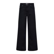 Co'Couture Pinstripe Wide Leg Jeans Svart Black, Dam