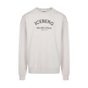 Iceberg Logo Crew-neck Sweatshirt Eco-Bomull Klassisk Gray, Herr