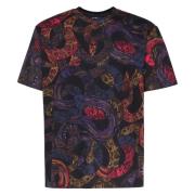 Just Cavalli Multifärgad Bomull T-shirt med Rund Krage Multicolor, Her...