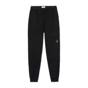 Stone Island Cargo Joggingbyxor med Borstad Bomullsfleece Black, Herr