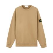 Stone Island Räfflad Crewneck Borstad Bomullsfleece Tröja Beige, Herr