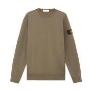 Stone Island Räfflad borstad bomullsfleece rund hals Brown, Herr