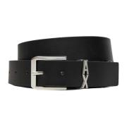 Armani Exchange Svart Läder Logospänne Bälte Black, Herr