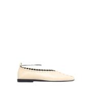 Jil Sander Fyrkantig Tå Läder Ballerina Flats Beige, Dam