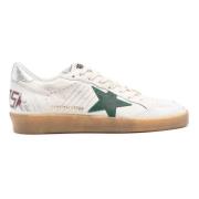 Golden Goose Vita Lädersneakers Grön Stjärna White, Herr