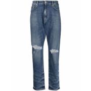 Represent Vintage Distressed Straight Leg Denim Jeans Blue, Herr