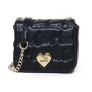 Love Moschino Svart Eco-läder Axelväska med Metalllogotyp Black, Dam