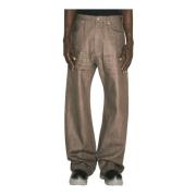 Rick Owens Coated-Felt Finish Mid-Rise Jeans Brown, Herr