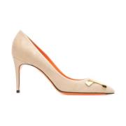 Santoni Högtopp Läder Pumps Beige, Dam