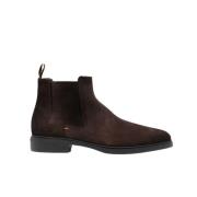 Santoni Chelsea Boots i mocka med rund tå Brown, Herr