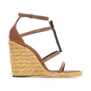 Saint Laurent Cassandra Wedge Espadrilles Brown, Dam