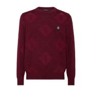 Billionaire Stickad Pullover Sweater Red, Herr