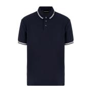 Emporio Armani Blått Logostripat Polotröja Blue, Herr