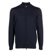 Hugo Boss Ull Cardigan med Hel Dragkedja Blue, Herr