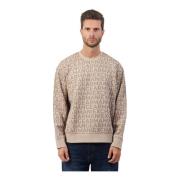 Armani Exchange Herr Bomull Crewneck Sweatshirt Beige Beige, Herr