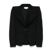 Alexander McQueen Svart Ull Twill Jacka Black, Dam