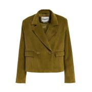 Essentiel Antwerp Corduroy Cropped Blazer Green, Dam