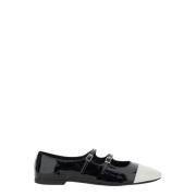 Jeffrey Campbell Svarta platta skor Satine Patent Black, Dam