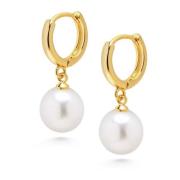 Nialaya Mens Pearl Drop Earrings Yellow, Herr