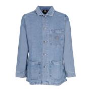 Dickies Denim Chore Coat med Krage och Knappar Blue, Dam