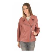 La Canadienne Rosa Oversize Lamm Läderjacka Pink, Dam