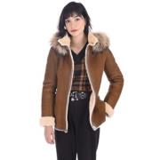 La Canadienne Kamel Sammet Shearling Huva Jacka Brown, Dam