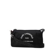 Karl Lagerfeld Logo Crossbody Väska Svart Nylon Black, Herr