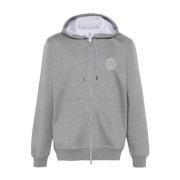 Brunello Cucinelli Grå hoodie med logotyptryck Gray, Herr