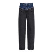 Co'Couture Svarta Block Jeans med Utvidgade Ben Black, Dam