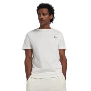 Fred Perry Vit Crew Neck T-shirt med Liten Logotyp White, Herr