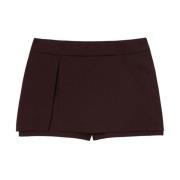 Pinko Bordeaux Ullblandning Twill Shorts Red, Dam