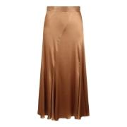 Alberta Ferretti Satin Långkjol med Korsad Dragkedja Brown, Dam