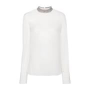 Brunello Cucinelli Sidenskjorta Perkins Monille White, Dam