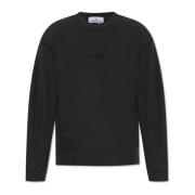 Stone Island Sweatshirt med logotyp Black, Herr