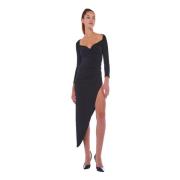 Norma Kamali Svart Sweetheart Side Drape Klänning Klänning Black, Dam