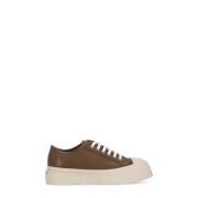 Marni Bruna Lädersneakers med Kontrastdetaljer Brown, Dam